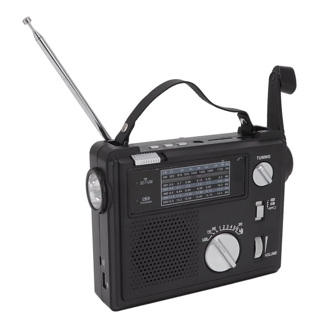 Hand Crank Radio AM FM SW Multi Band LED Emergency Radio with MP3 Playing U Disk Storage Card Slot