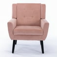 thumbnail image 3 of Mid Century Accent Chair, Button Tufted Upholstered Sofa Chairs, Modern Velvet Ergonomic Armchair for Living Room Bedroom, Reading, Pink, 3 of 7