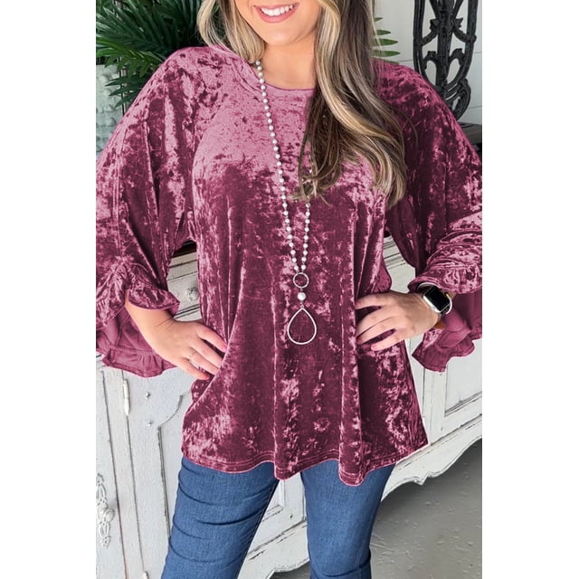 a.Jesdani Velvet Red Dahlia Tee - Stylish, Sophisticated, Instantly!