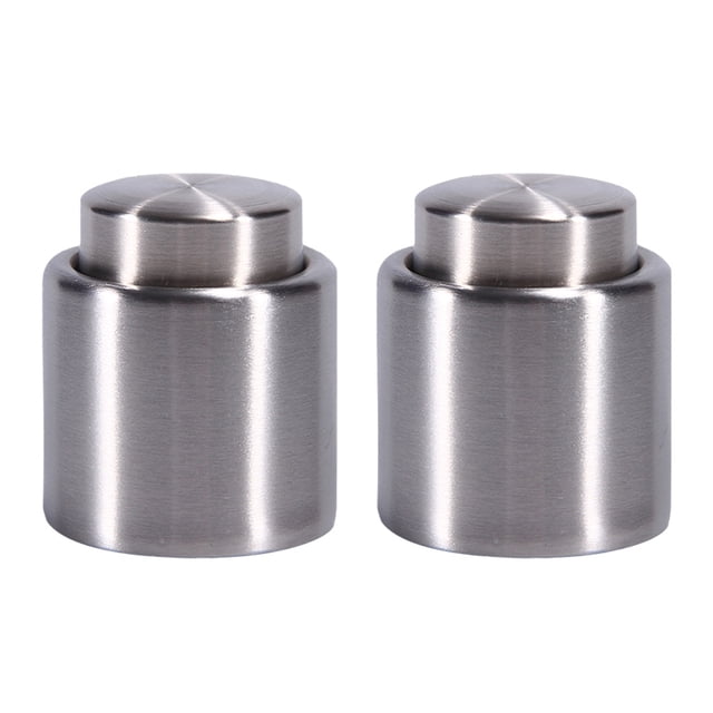 2 tapones de acero inoxidable para botellas de champán y vino.