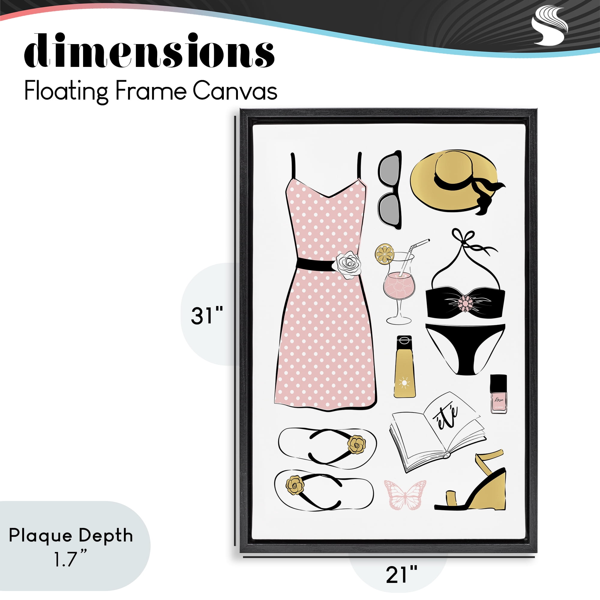 Stupell Industries Summer Vibes Necessities Black Framed Floater Canvas Wall Art, design by Martina Pavlova