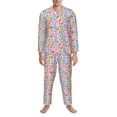thumbnail image 3 of Honeii Colorful Cow Skin Pattern Mens Pajamas Set,2pcs Men's Lounge Long Sleeve Sleep Shirt and Pajama Bottoms Sleepwear Set,Mens Pjs Sets-XX-Large, 3 of 7