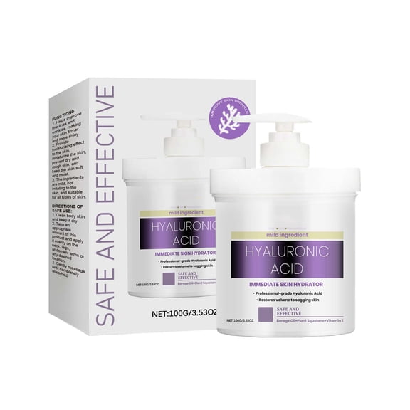 Alvantor Hyaluronic Acid Body Cream with Squalane and Vitamin E, 3.53 oz, Fast Absorbing Moisturizer for Dry Skin