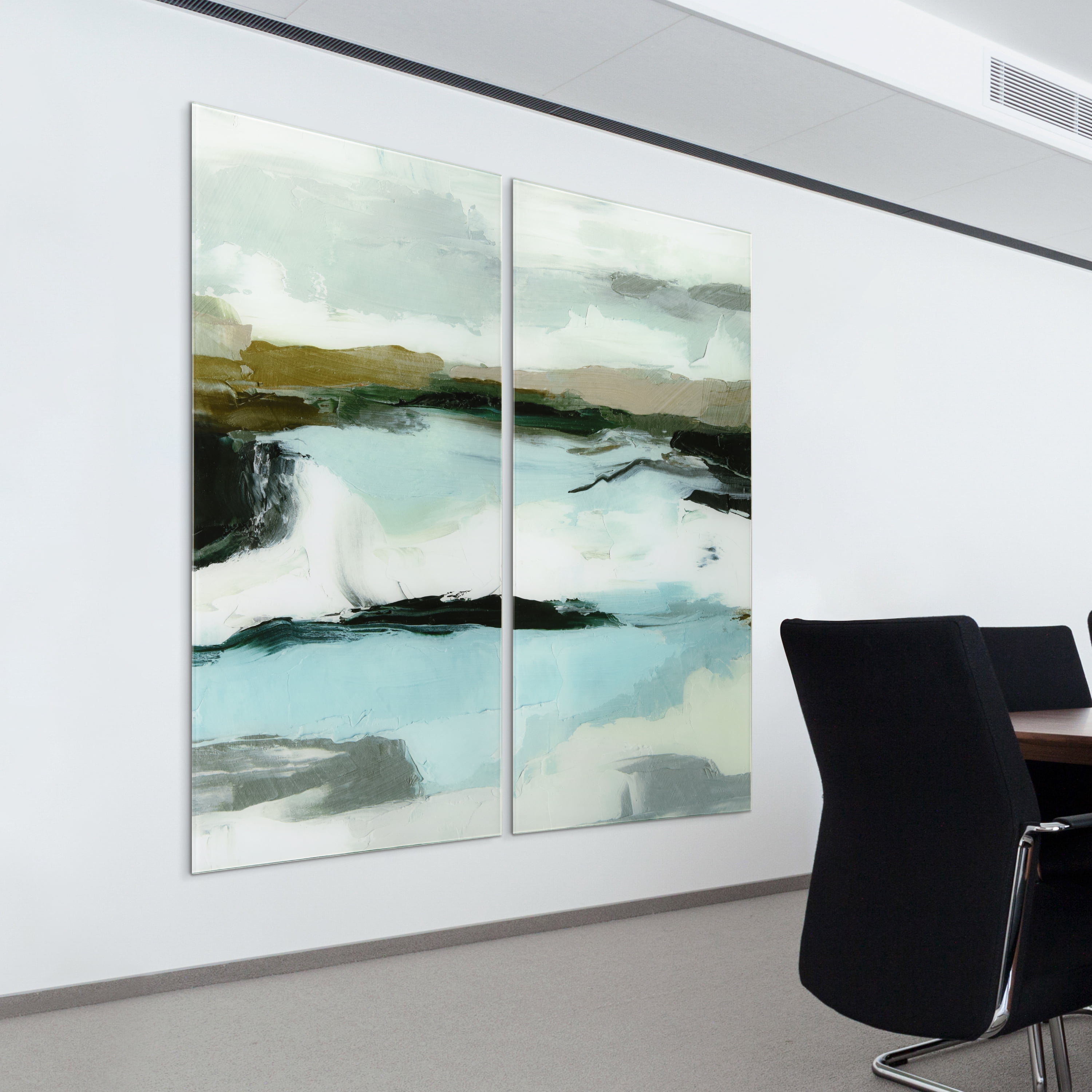 Textured Ocean Tide II AB 36 in x 72 in Mixed Media Art, by Empire Art 2 Count
