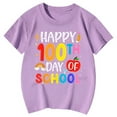 thumbnail image 4 of Letdown 100 Days of School Unisex Kids 100th Day of School Kids T-Shirt Shorts Sleeve Tee Baggy Soft Tops (Purple,8-9 Years), 4 of 4