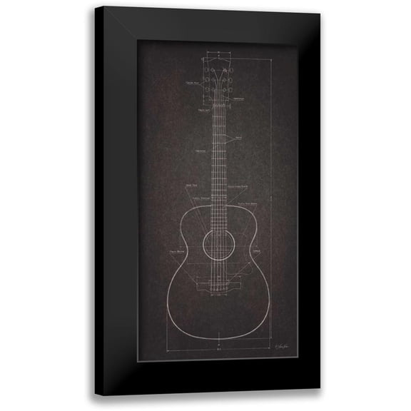 Rader, Lauren 9x14 Black Modern Framed Museum Art Print Titled - Acoustic Guitar Blueprint