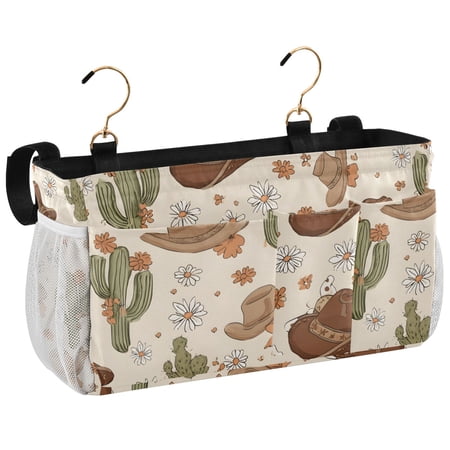 Ryvnso Bedside Caddy Cactus Cowboy Hat Bedside Storage Bag Hanging Organizer