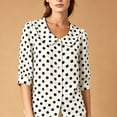 thumbnail image 5 of Womens Summer Tops Business Polka Dots Button Down Lapel Long Sleeve Satin Fashion Shirts for Women White L, 5 of 6