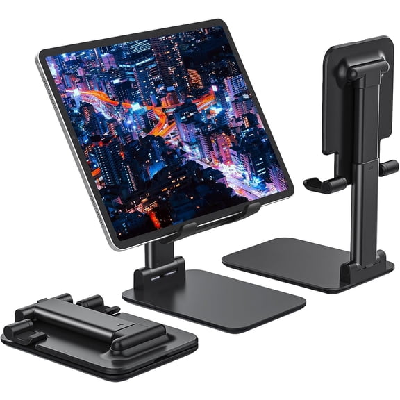 Tablet Stand, Foldable & Adjustable, Portable Monitor Stand,Desk Cradle Desktop Stand Compatible with All Mobile Phones,Tablet(Black)