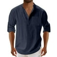 thumbnail image 1 of Blusa y camisa de manga larga con cuello alto para hombre, moda masculina, color liso, cuello vuelto, medio cárdigan, camisa informal con botones, blusa de algodón y poliéster para hombre, 1 of 4