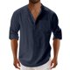 thumbnail image 1 of Blusa y camisa de manga larga con cuello alto para hombre, moda masculina, color liso, cuello vuelto, medio cárdigan, camisa informal con botones, blusa de algodón y poliéster para hombre, 1 of 4