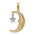 thumbnail image 3 of Diamond2Deal 14k Two-tone Gold Half Moon with Star Moveable Pendant for Women, 3 of 4