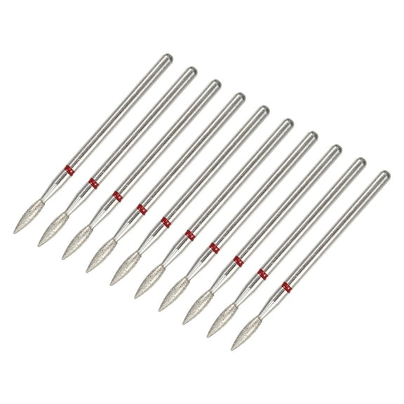 10 Pcs Emery Nail Drill Bit Set for Acrylic Nails 3/32 Inch Nail Art Tools 44mm Length Red
