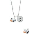 thumbnail image 2 of Delight Jewelry Resin Black and White Cow Silvertone Script Initial Disc - T - Charm Necklace, 20"+3", 2 of 4