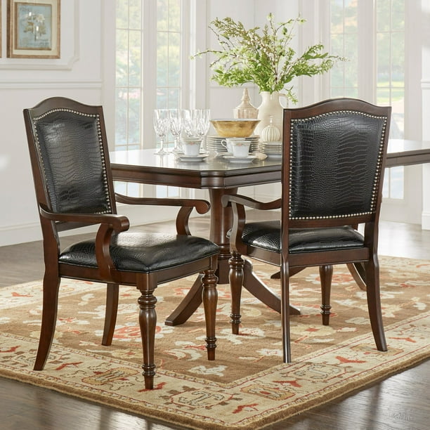Weston Home Marston Alligator Faux Leather Nailhead Dining Arm Chair