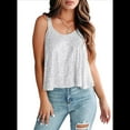 thumbnail image 3 of Camisola Sin Mangas con Lentejuelas para Mujer, Camisetas Brillantes Plateadas M, 3 of 7