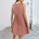 thumbnail image 4 of Camisón de poliéster para mujer, vestido de tirantes con cuello en V y botones para vacaciones de primavera y verano., 4 of 7