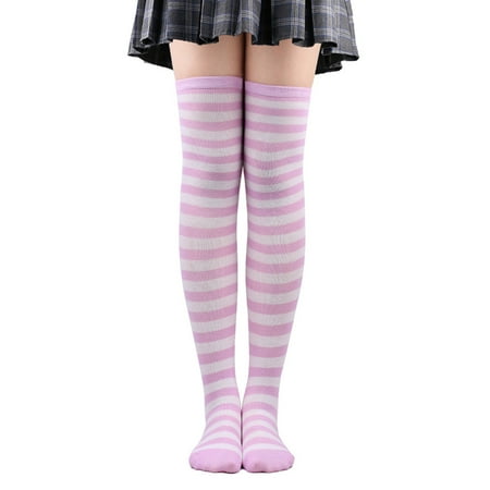 

YUUZONE Women Striped Print Over Knee Thigh High Long Socks for Christmas Holiday Party