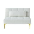 thumbnail image 6 of 35.5 Inch L Modern Teddy Convertible Single Futon Sofa Bed with 1 Pillow, Multifunctional Armless Futon Chair with Metal Legs, Comfy Sofa Chair for Living Room, Office, Studio, Apartment, White, 6 of 9