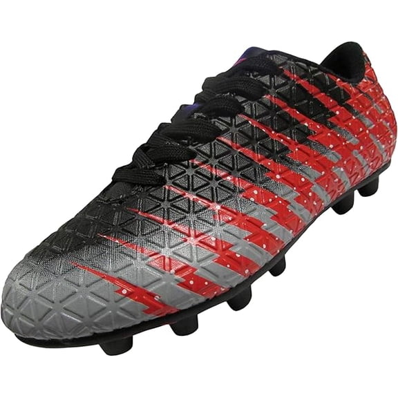 Vizari Bolt Big Kid FG Cleats, Black/Red/Silver, Size - 3.5