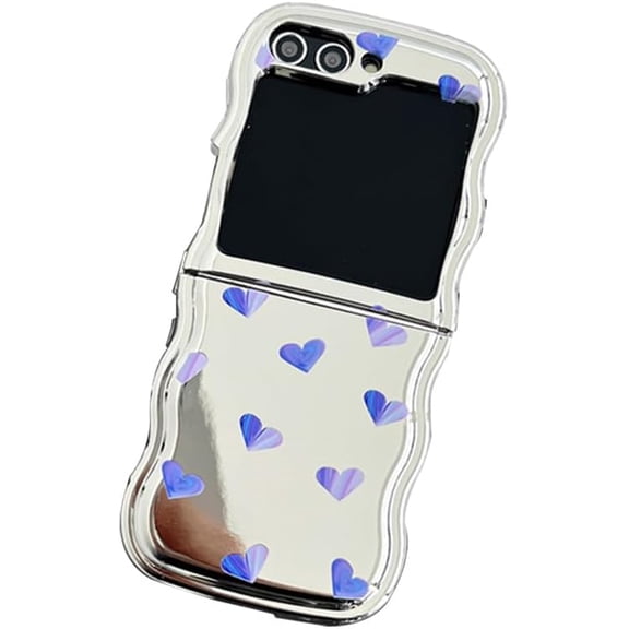 Lovely Woman Case for Samsung Galaxy Z Flip 5 Curly Wavy Bumper, Kawaii Mirror Case for Galaxy Z Flip 5 Purple Love Print, Soft TPU Pretty Girls Case for Samsung Z Flip 5 (Purple Love)