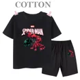 thumbnail image 4 of Conjunto de camiseta y pantalones cortos de algodón para niños de Marvel Spider Man de verano, ropa de dibujos animados para niños, conjunto de dos piezas de manga corta, conjunto para niñas y niños, 4 of 5