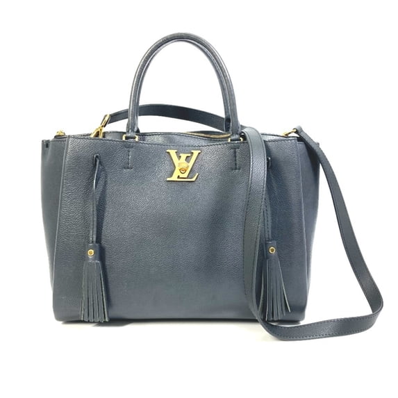 Pre-Owned LOUIS VUITTON M54569 Rock Meat 2-Way Tote Bag in Calfskin Leather, Black (Fair)
