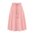 thumbnail image 3 of Ploknplq A-line Skirt for Women Solid Knee Length with Pocket Black Skirt for Women Pink XXL, 3 of 4