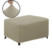 Lavish Cover Stretch Ottoman Cover, Non-Slip Slipcovers for Footrest, Machine Washable Footstool Furniture Protector for Kids Pets, M Size, Light Coffee