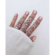 Homaful 52 Pcs Knuckle Stacking Rings for Women Teen Girls,Boho Vintage Finger Rings Stackable Gold Silver Midi Rings Set Multiple Rings Set