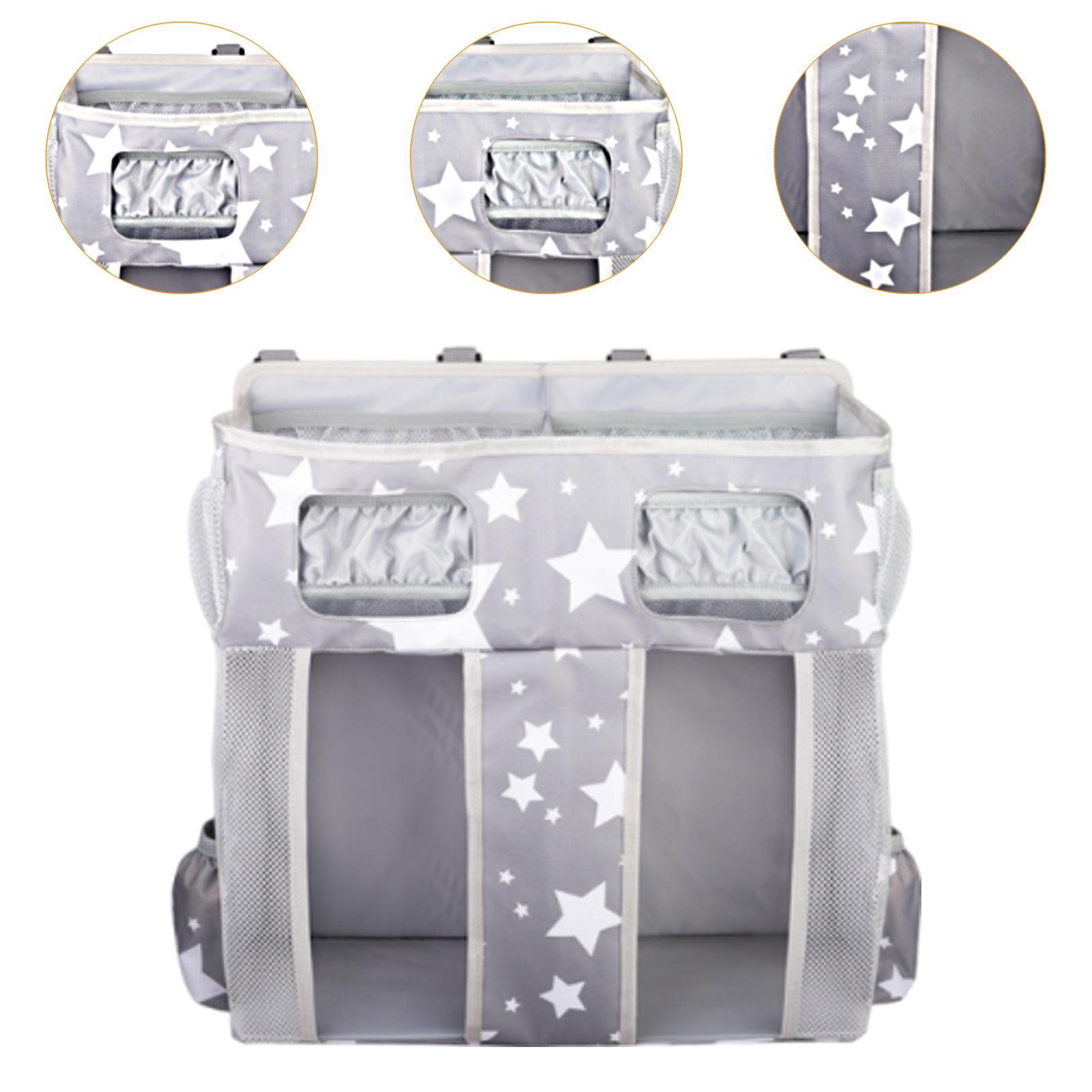 WeiLaiKeQi Hanging Diaper Organizer Spacious Changing Table Playard Baby Diaper Stacker Gray White Stars