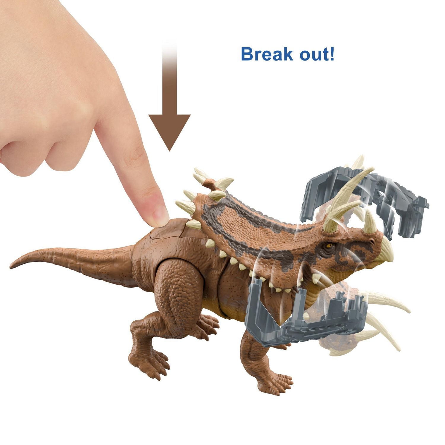 ​Jurassic World Camp Cretaceous Mega Destroyers Pentaceratops Dinosaur Action Figure, Toy Gift with Movable Joints, Attack and Breakout Feature