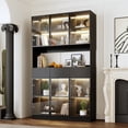 thumbnail image 2 of KULAGAGA Bookcases Organizer with LED Lights, Heavy Duty Display Cabinet with Glass Door, 3 Drawers and Open Shelf for Living Room, 47.2" Wide, 2 of 7