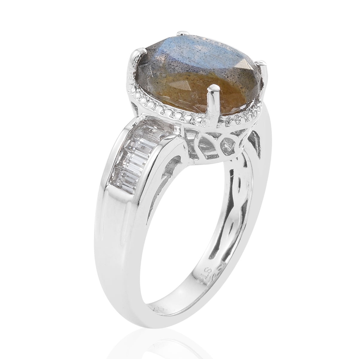 Shop LC Delivering Joy Statement Ring Labradorite White Topaz Jewelry for Women Ct 3.1
