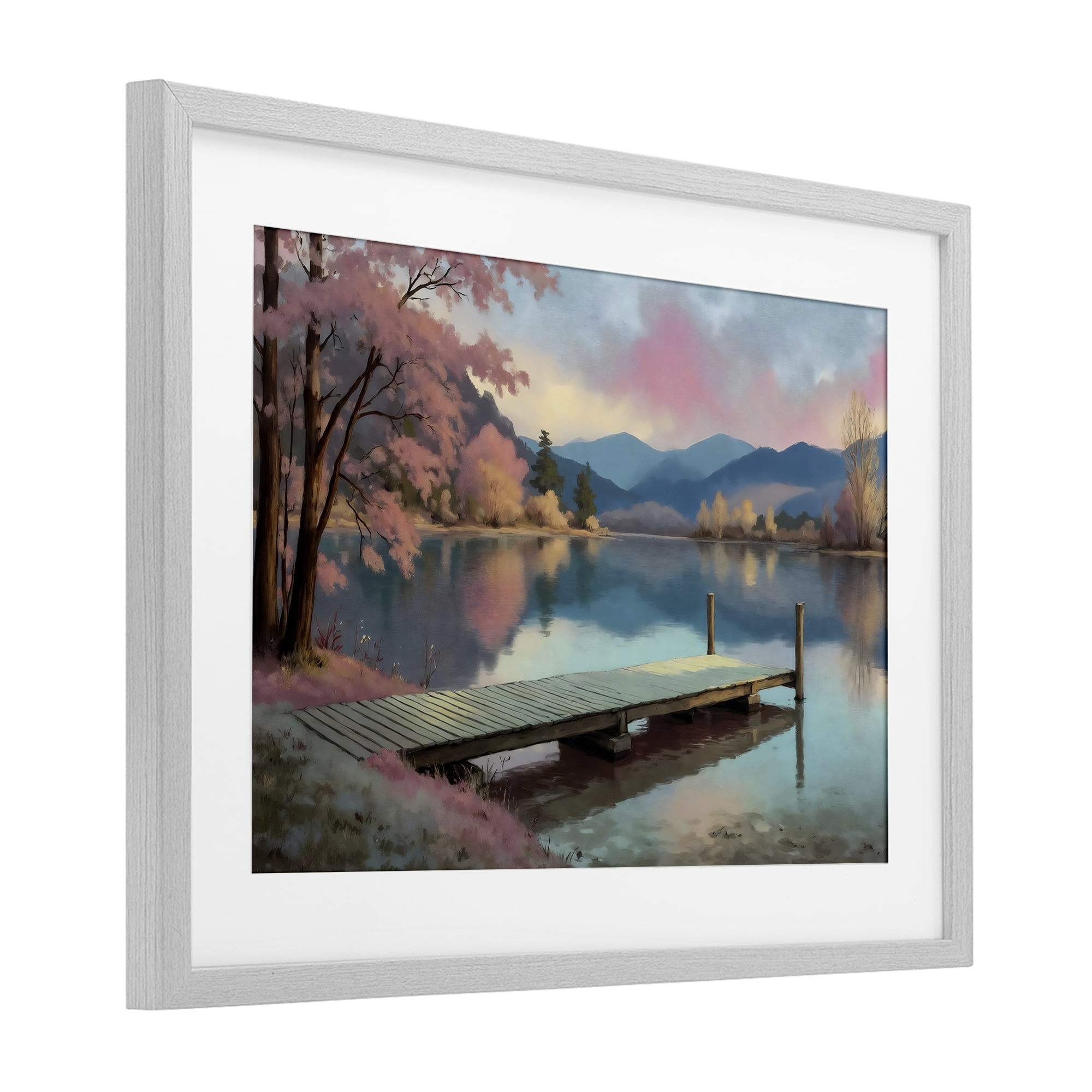 Stupell Industries Pink Dock at Sunset Gray Framed Print Under Glass, design by Creative Studio