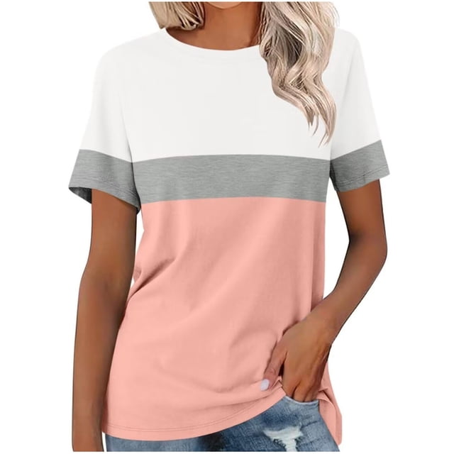 Birdeem Blouses pour Femmes Mode Décontractée T-Shirt Rayé Imprimé Col Rond Manches Courtes Haut
