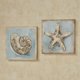 thumbnail image 1 of Arte de pared en acuarela costera Largo Dreams con concha de nautilus y estrella de mar, azul, 35,5 cm cuadrados, juego de 2, 1 of 1