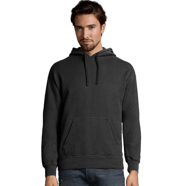 Hanes Chandail à Capuchon en Molleton Teint en Pièce ComfortWash pour Hommes Grande Taille, m, Noir