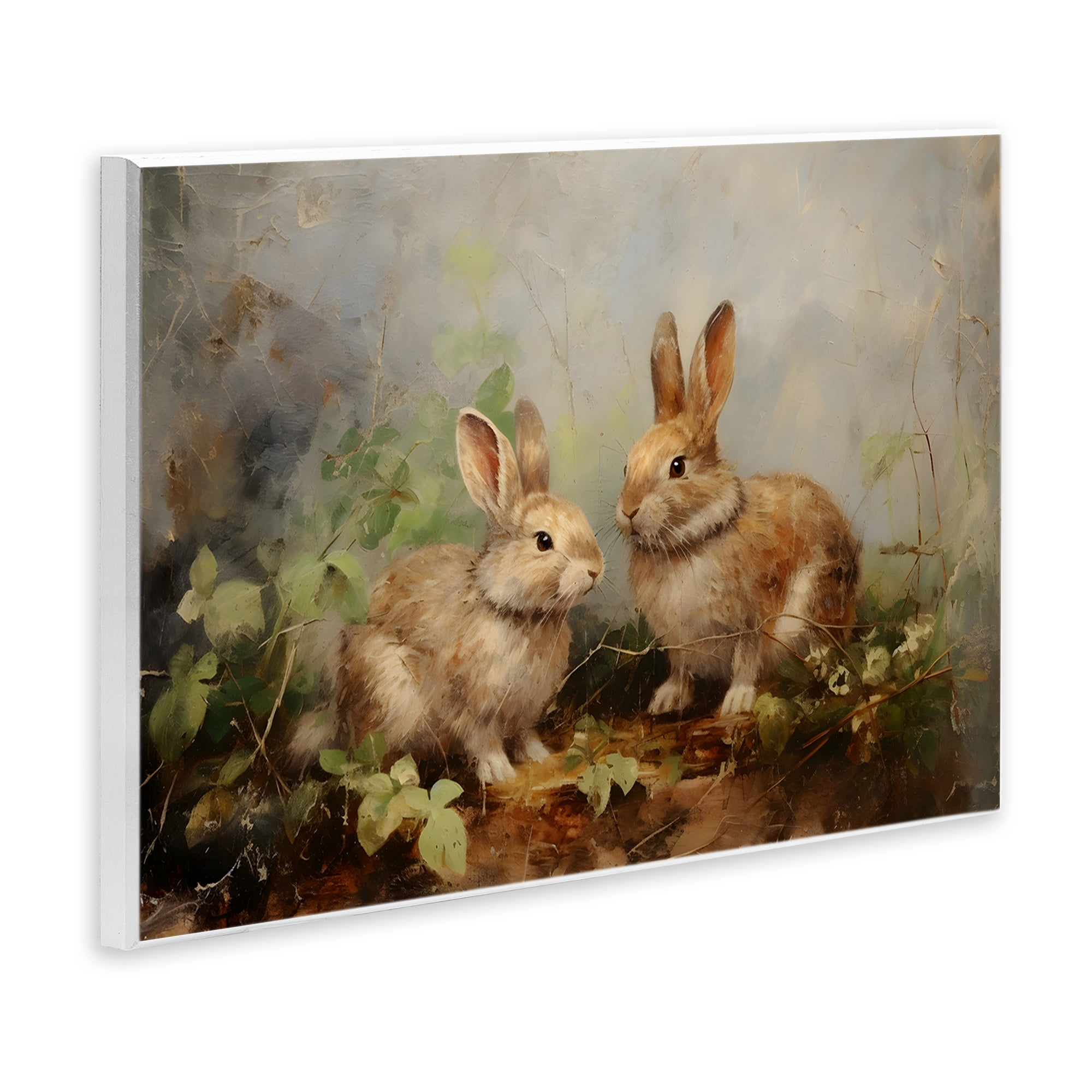Stupell Industries Wild Rabbits in Nature Animals & Insects Painting Unframed Art Print Wall Art, 15 x 10