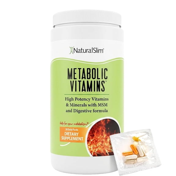 NaturalSlim Metabolic Vitamins, Multivitamin for Women & Men, Supports Energy, Metabolism & Nutrient Absorption with Digestive Enzymes, Womens Multivitamin with B-Complex & Niacin 1 Pack