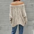 thumbnail image 6 of Jjayotai Women's Sweaters, Off Shoulder Batwing Sleeve Loose Oversized Pullover Sweater Knit Jumper Khaki M, 6 of 8