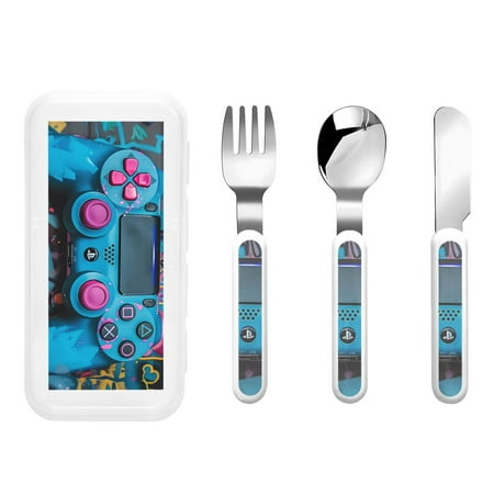 

Bingfone Urban Graffiti Gaming Style Print Toddler Utensils Kids Silverware 3pcs Safety Stainless Steel Toddler Fork Spoon Knife Set Children Flatware Set
