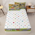 thumbnail image 4 of Manfei Cartoon Car Zipper Twin Comforter Sets with Fitted Sheet and 2 Pillowcases,Cute Kid Art Zipper Bedding Set,Gray,Polkadot Reversible,4pcs, 4 of 8