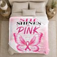 thumbnail image 5 of Pink Butterfly Breast Cancer Awareness Inspirational Quote, Cozy Friendship Quote Scene, Warm Flannel Blanket for Living Room and Reading Nook, Art Lovers Friendship Gift, Artistic Home Decor, 5 of 9