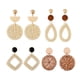 thumbnail image 1 of 4 pares de pendientes de ratán con tejido bohemio para mujeres y niñas. de color oscuro, 1 of 9