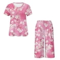 thumbnail image 5 of DISNIMO Cherry Blossom Printed Womens Pajama Sets Soft Sleepwear Casual 2 Piece Pjs Set Short Sleeve Tops and Capri Pant Lounge for Home, 2XL, 5 of 7
