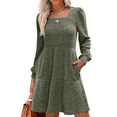 thumbnail image 6 of SOMER Womens Dresses Sweater Dress Long Sleeve Dress for Women Square Neck Green Knit Babydoll Dress with Pockets Winter Fall 2025, 6 of 6