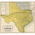 thumbnail image 2 of Unknown 28x26 Gold Ornate Wood Framed with Double Matting Museum Art Print Titled - Texas Geographical Map 1876, 2 of 4
