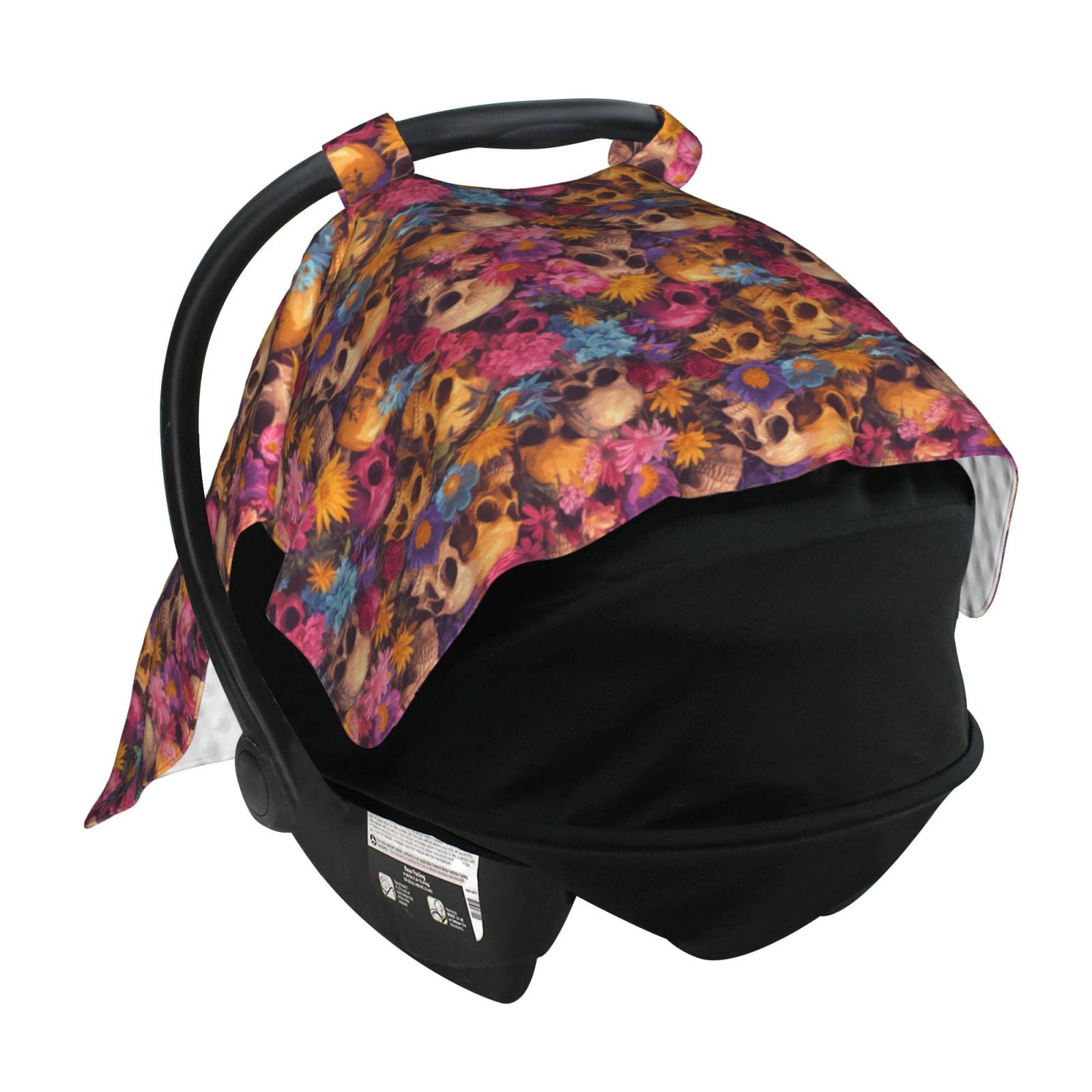 Car Seat Cover Baby - Skull blue daisy flower Breathable Infant Car Seat Cover for Baby Carseat, Lightweight Comfort Baby Essentials Must Haves Newborn Stuff for Girl Boy