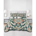 thumbnail image 3 of Teal Green Boho Boho Queen Size Down Alternative Comforter, Lightweight Comforter Quilt Bedding Set with Pillow Shams Abstract Medieval Vintage Floral All Seasons Bed Comforter Duvet Insert 90"x96", 3 of 7